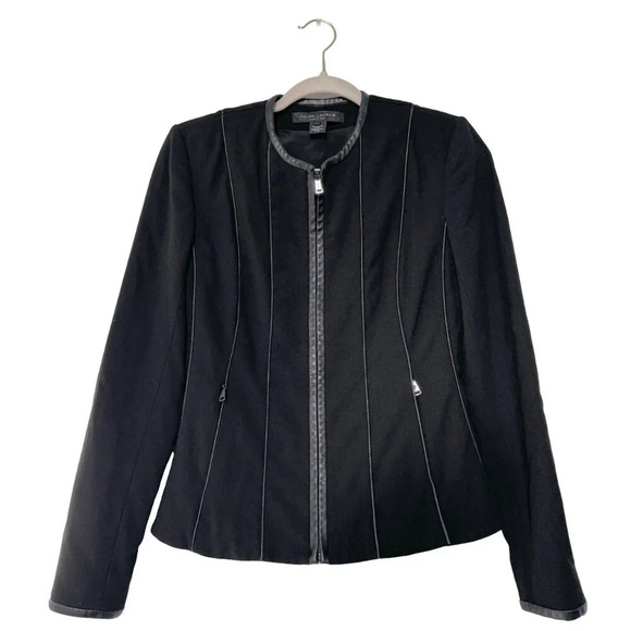 RARE Ralph Lauren Black Label Made in Italy Leather Trim Blazer Jacket Size 2 - Picture 1 of 13